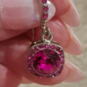 Elegant Pink and Silver Drop Earrings